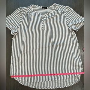 Women’s blouse white and steel blue striped Size L